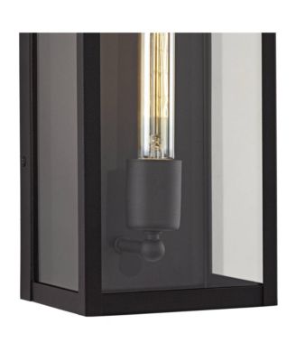 Cornell Modern Outdoor Wall Light Fixtures Set of 2 Sand Black 16" Clear Glass Panels for Post Exterior Barn Deck House