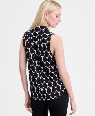  Women's Printed Sleeveless Shirt, Exclusively at Macy's