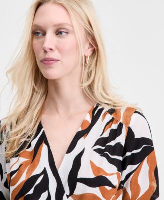Women's Printed Surplice Blouse, Exclusively at Macy's