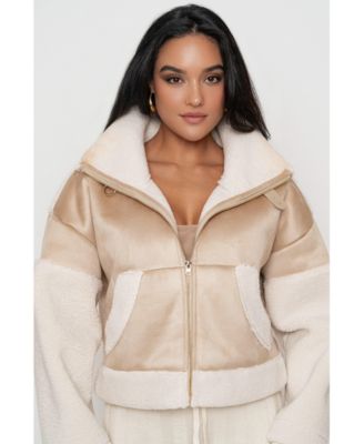Women's Suede And Sherpa Jacket