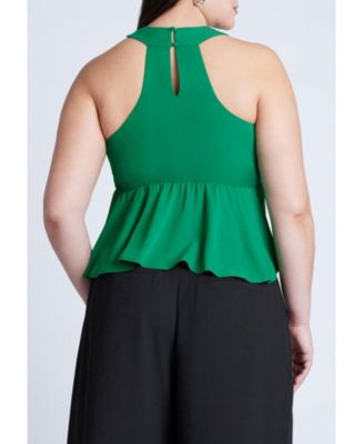 Women's Plus Size Halter Top With Peplum