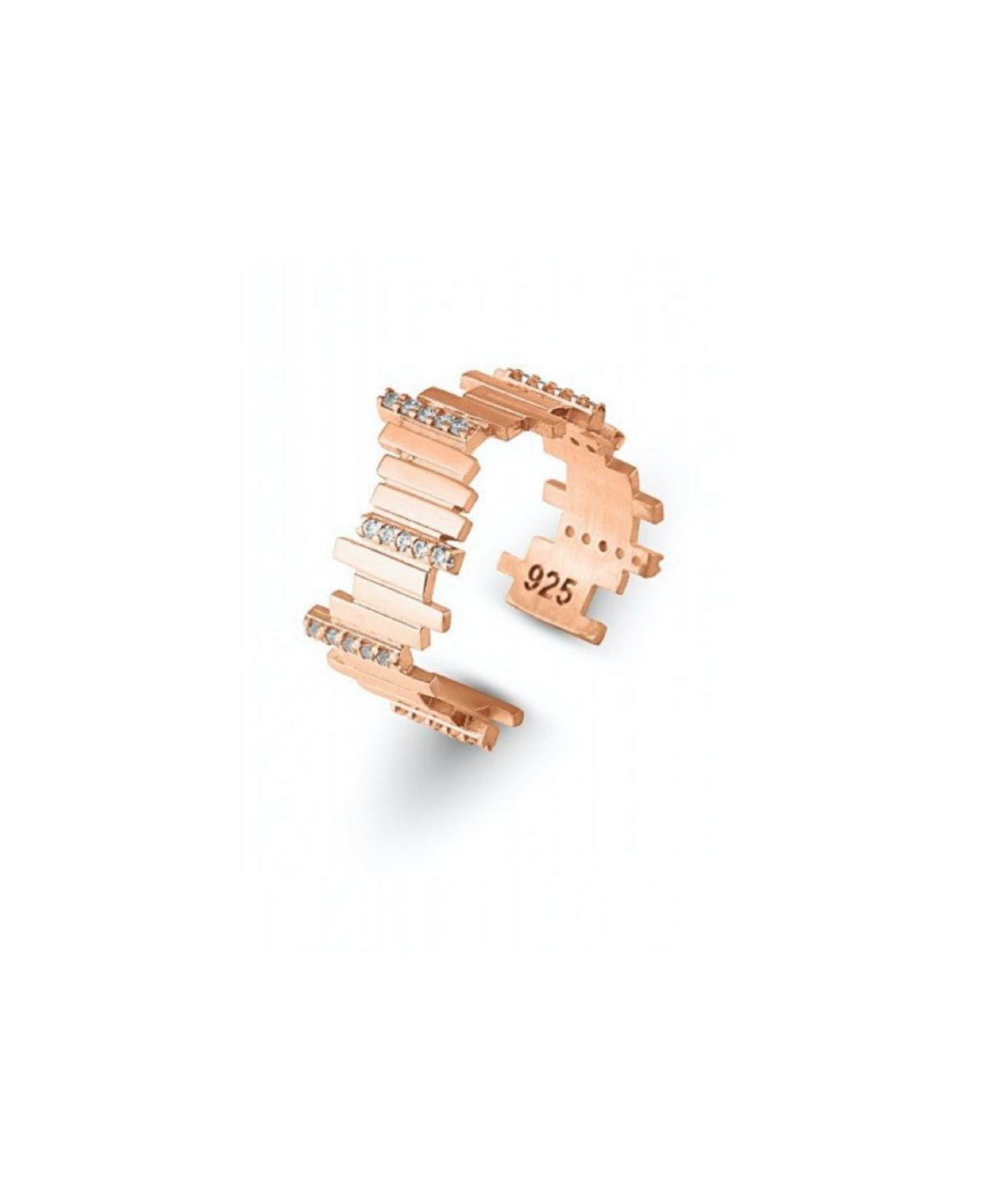 New Multiple Bar Sterling Silver Ring - Rose gold
