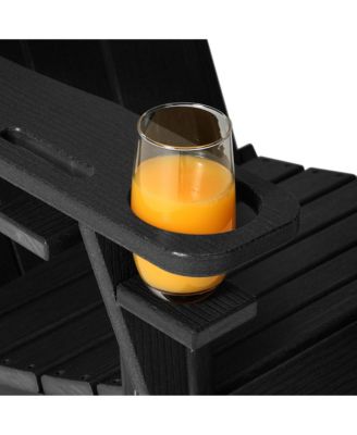 Outdoor Patio HDPE Resin Folding Adirondack Chairs With Cup Holder and Phone Holder (Set of Two)