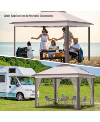 11 x 11 Feet 2-Tier Pop-Up Gazebo Tent Portable Canopy Shelter Carry Bag Mesh