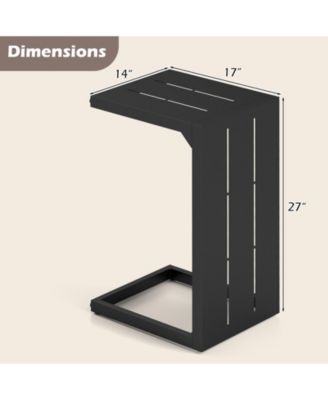 C-Shaped End Table Convertible Coffee Table with Adjustable Foot Pads