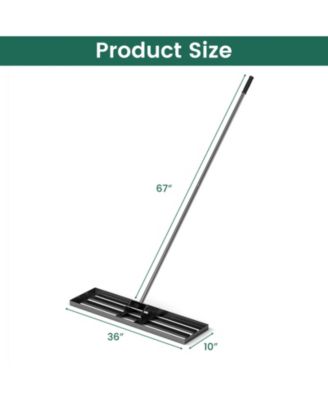 36 x 10 Inch Lawn Leveling Rake with Ergonomic Handle