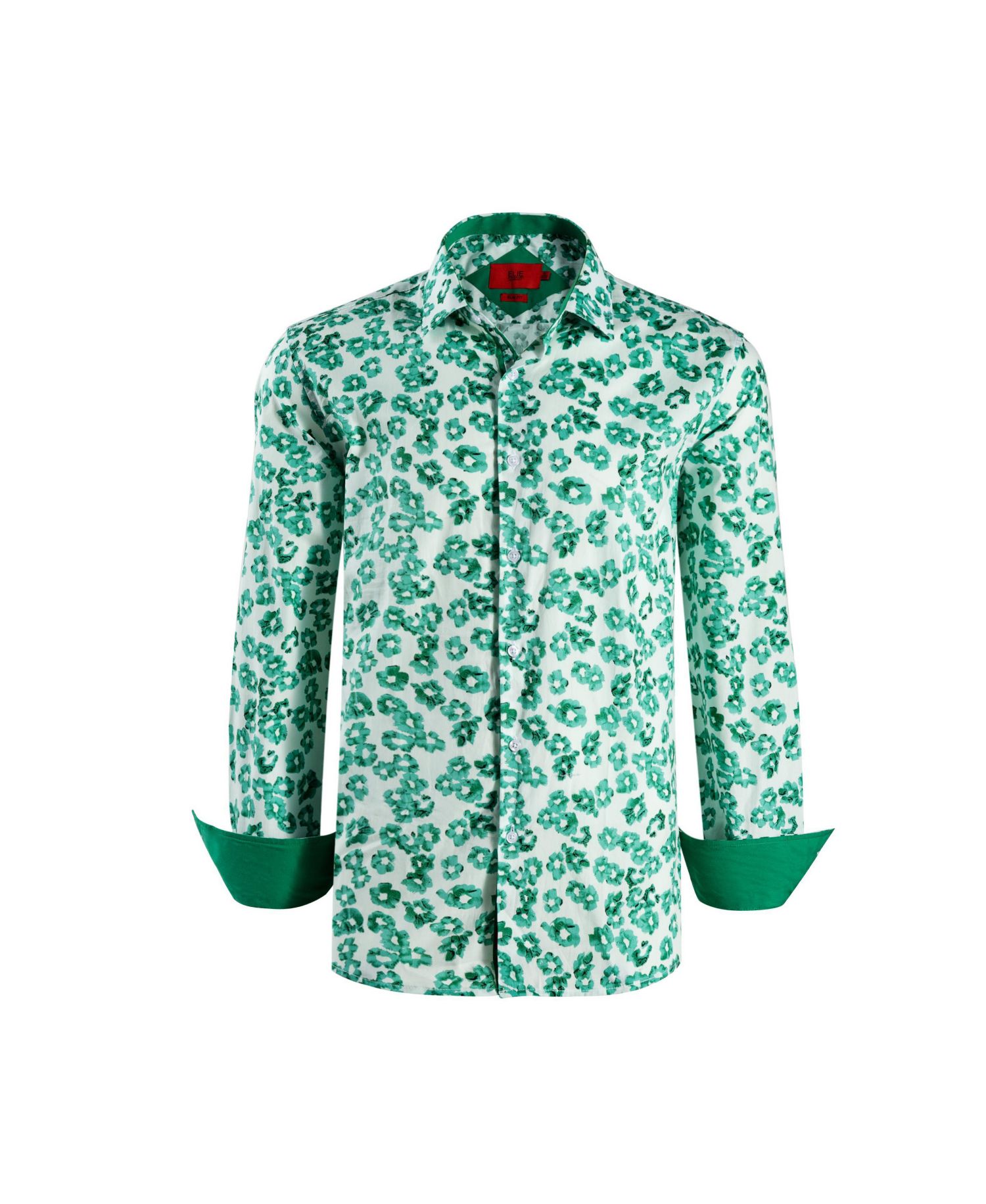 Big Boys Green Slim Fit Floral Sport Button-Down Shirt
