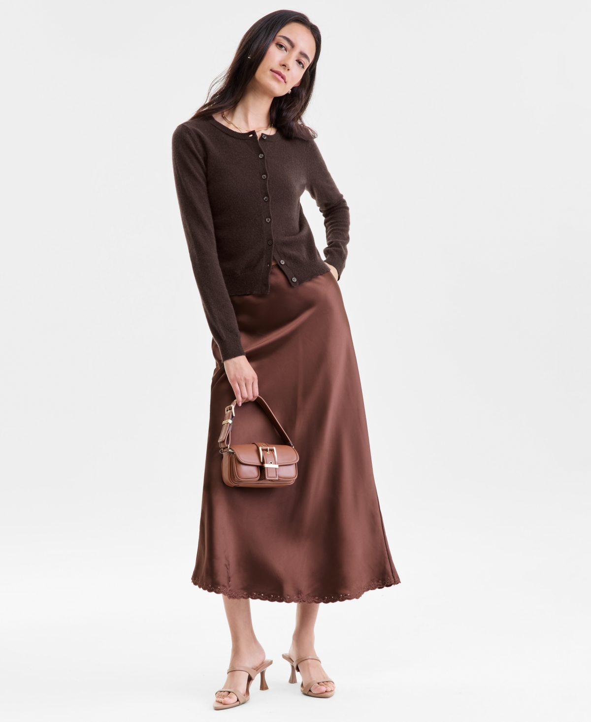 Charter Club Women's 100% Cashmere Crewneck Cardigan, Macy's Exclusive In Brown