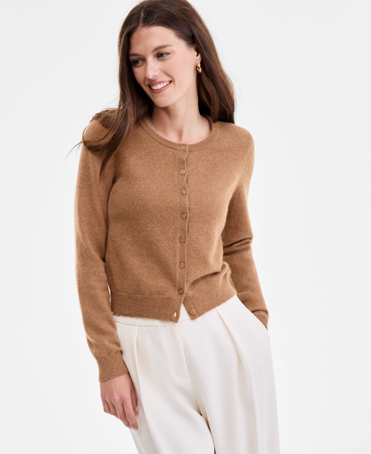 Charter Club Women's 100% Cashmere Crewneck Cardigan, Macy's Exclusive