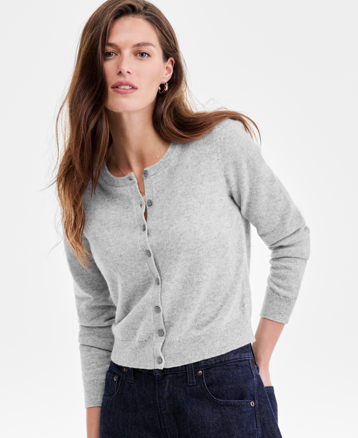 Charter Club Women's 100% Cashmere Crewneck Cardigan, Macy's Exclusive