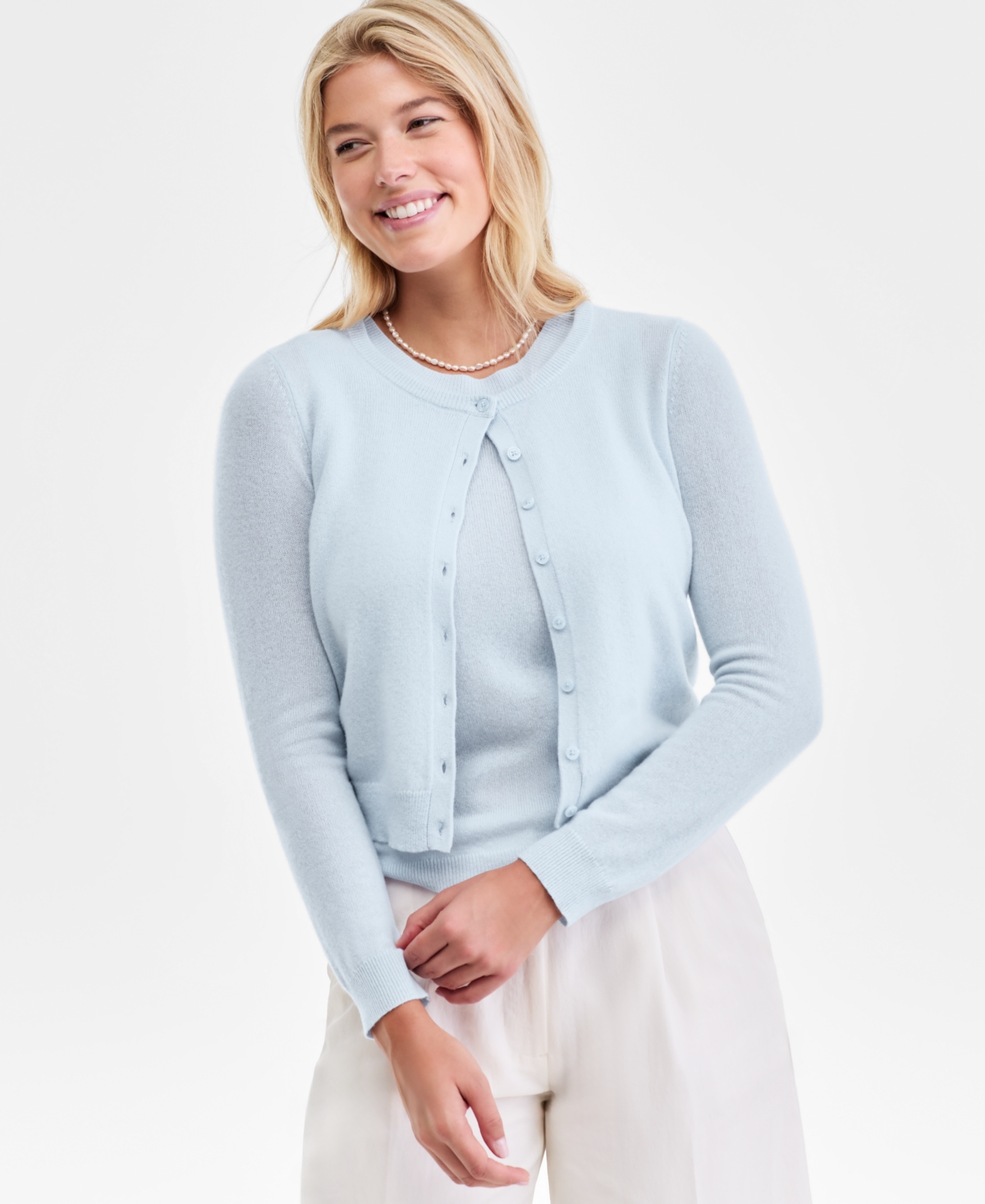 Charter Club Women's 100% Cashmere Crewneck Cardigan, Macy's Exclusive
