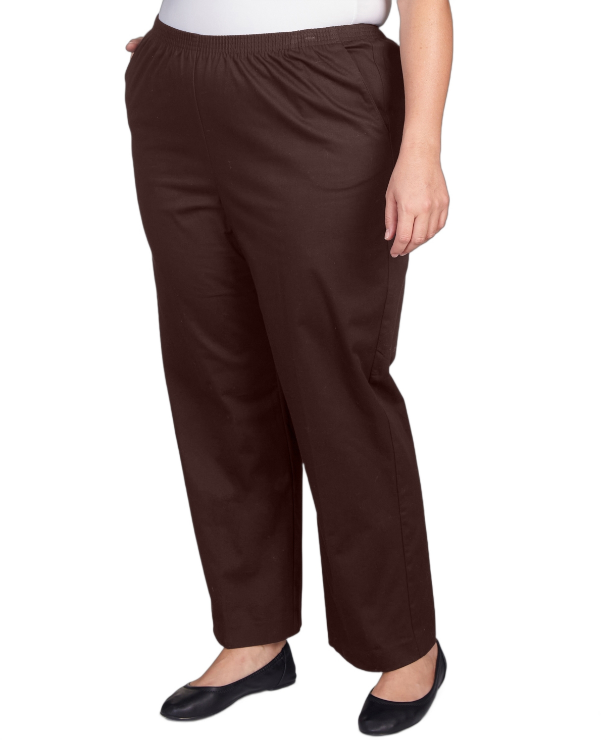 Alfred Dunner Plus Size Mid-rise Straight Leg Short Length Casual Pants