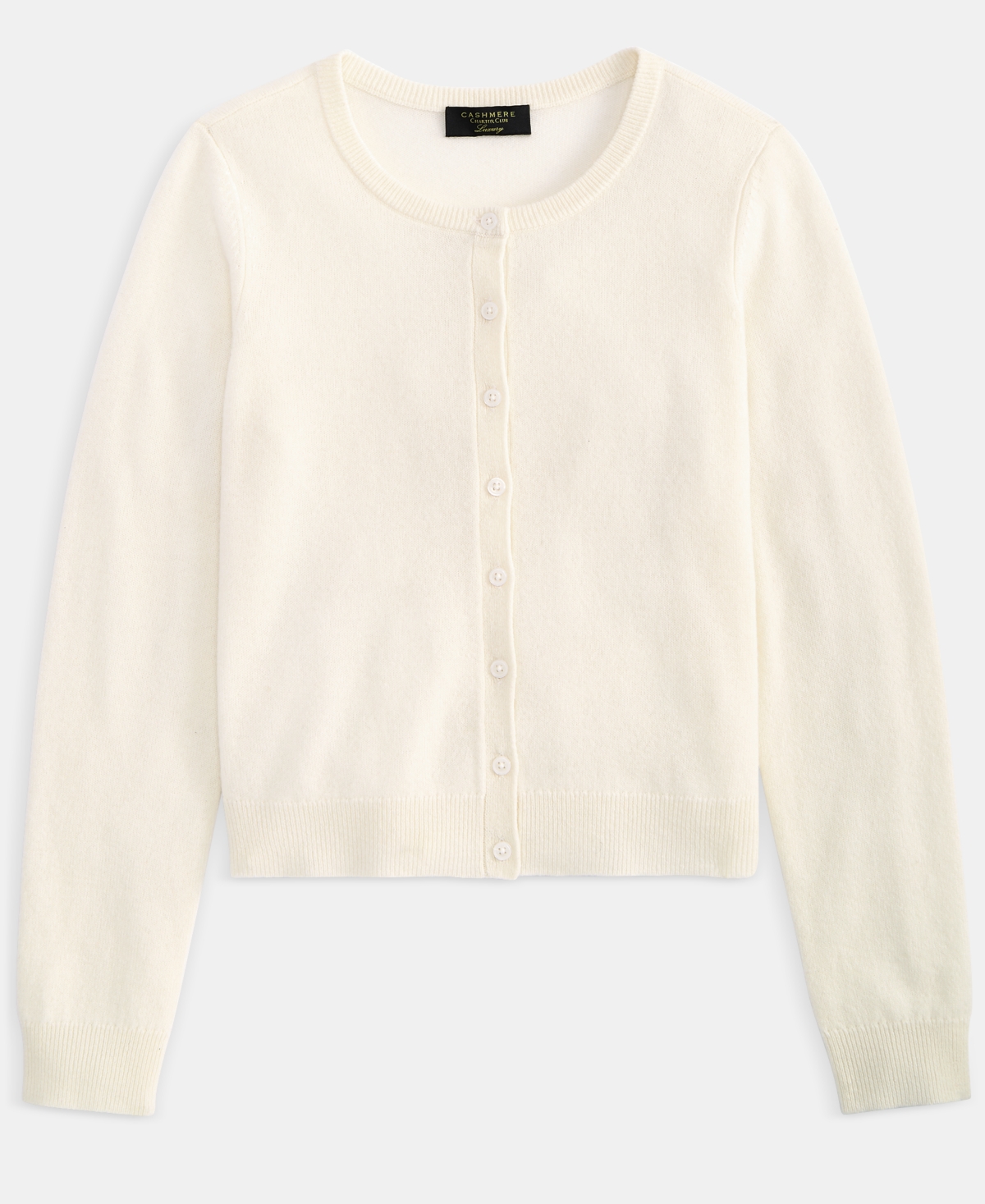 Charter Club Women's 100% Cashmere Crewneck Cardigan, Macy's Exclusive In White