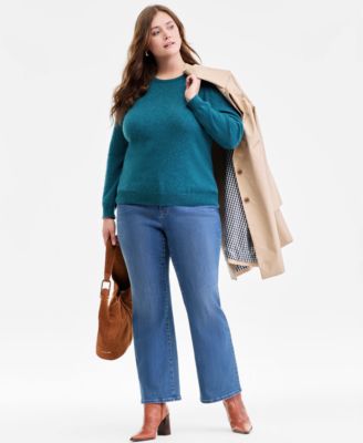 Plus Size 100% Cashmere Crewneck Sweater
