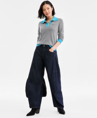 Women's 100% Cashmere Colorblocked Collared Sweater, Macy's Exclusive