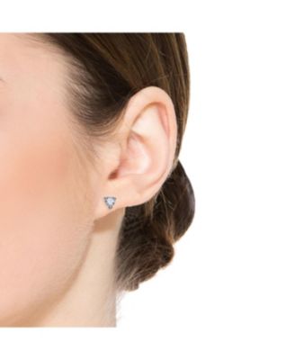 White Gold Plating with Clear Heart-Shaped Cubic Zirconia Stud Earrings