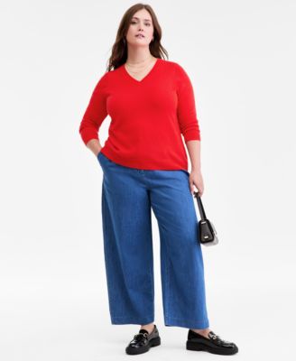 Plus Size 100% Cashmere V-Neck Sweater, Macy's Exclusive