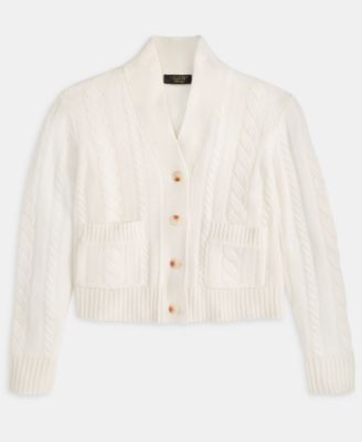 Petite Cashmere Cable-Knit Button-Front Cardigan, Macy's Exclusive