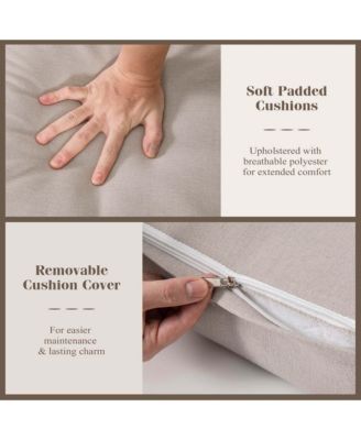 2 PCS Patio Furniture Set Loveseat Sofa with Coffee Table Thick Cushions