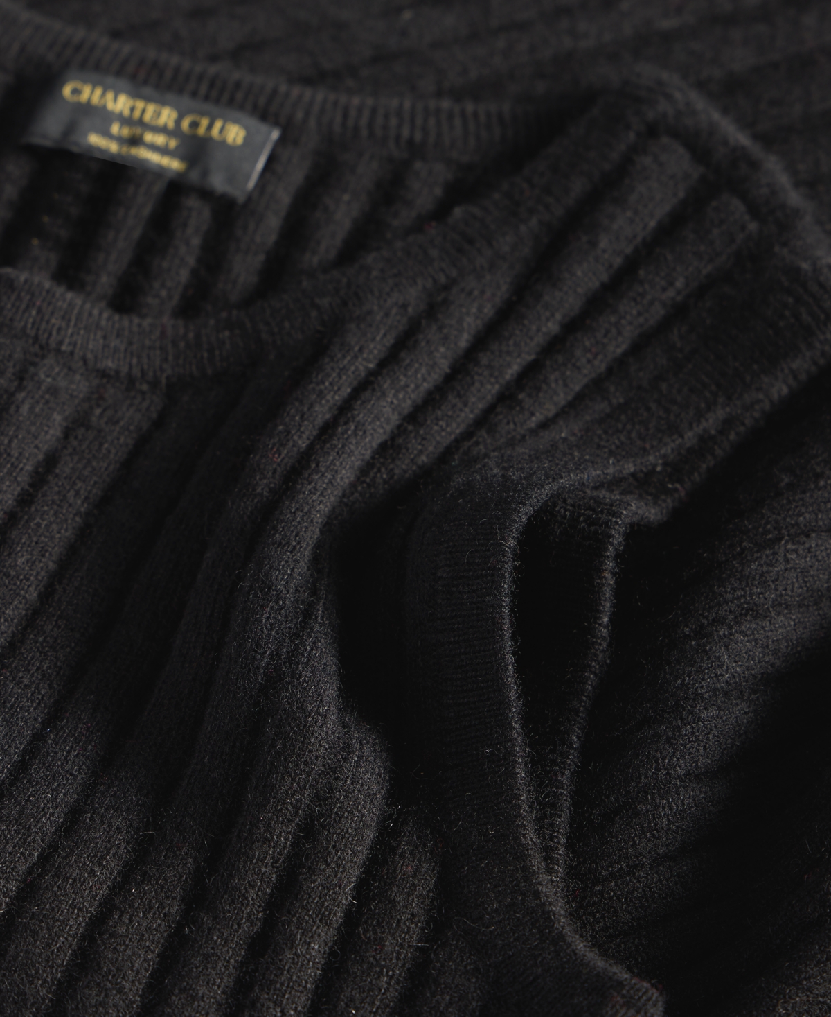 Charter Club Petite Rib-knit Cashmere Crewneck Tank Top, Exclusively At Macy's In Black