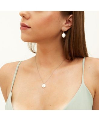 Baroque Flat Pearl Pendant Necklace Sterling