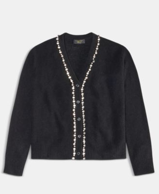 Women's 100% Cashmere V-Neck Rhinestone Cardigan, Macy's Exclusive