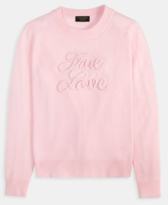 Women's 100% Cashmere Love Embroidered Sweater, Macy's Exclusive