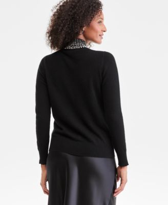 Women's Rhinestone Mock Neck Sweater, Macy's Exclusive