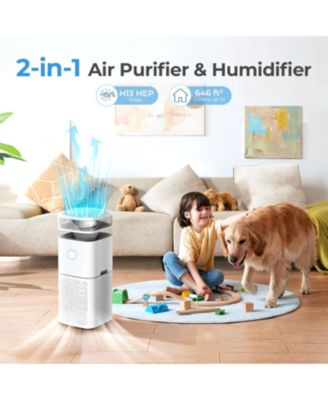  Air Purifier with Humidifier, H13 HEPA & Carbon Filter, 500m /h CADR, VOC/Humidity Sensor, Auto Mode, Night Light, for Large Rooms up to 60㎡ ( 55dB)