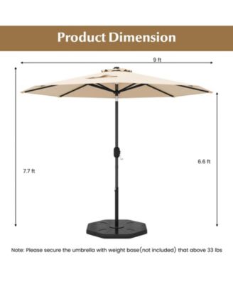9 FT Outdoor Market Patio Table Umbrella Push Button Tilt Crank Lift