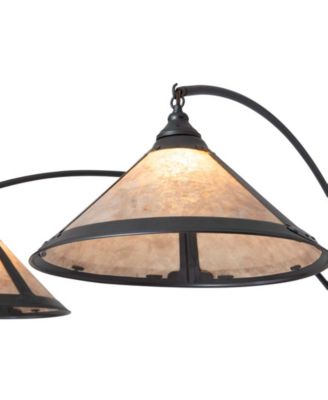 86" Wood Natural Mica 3 Light Arc Floor Lamp