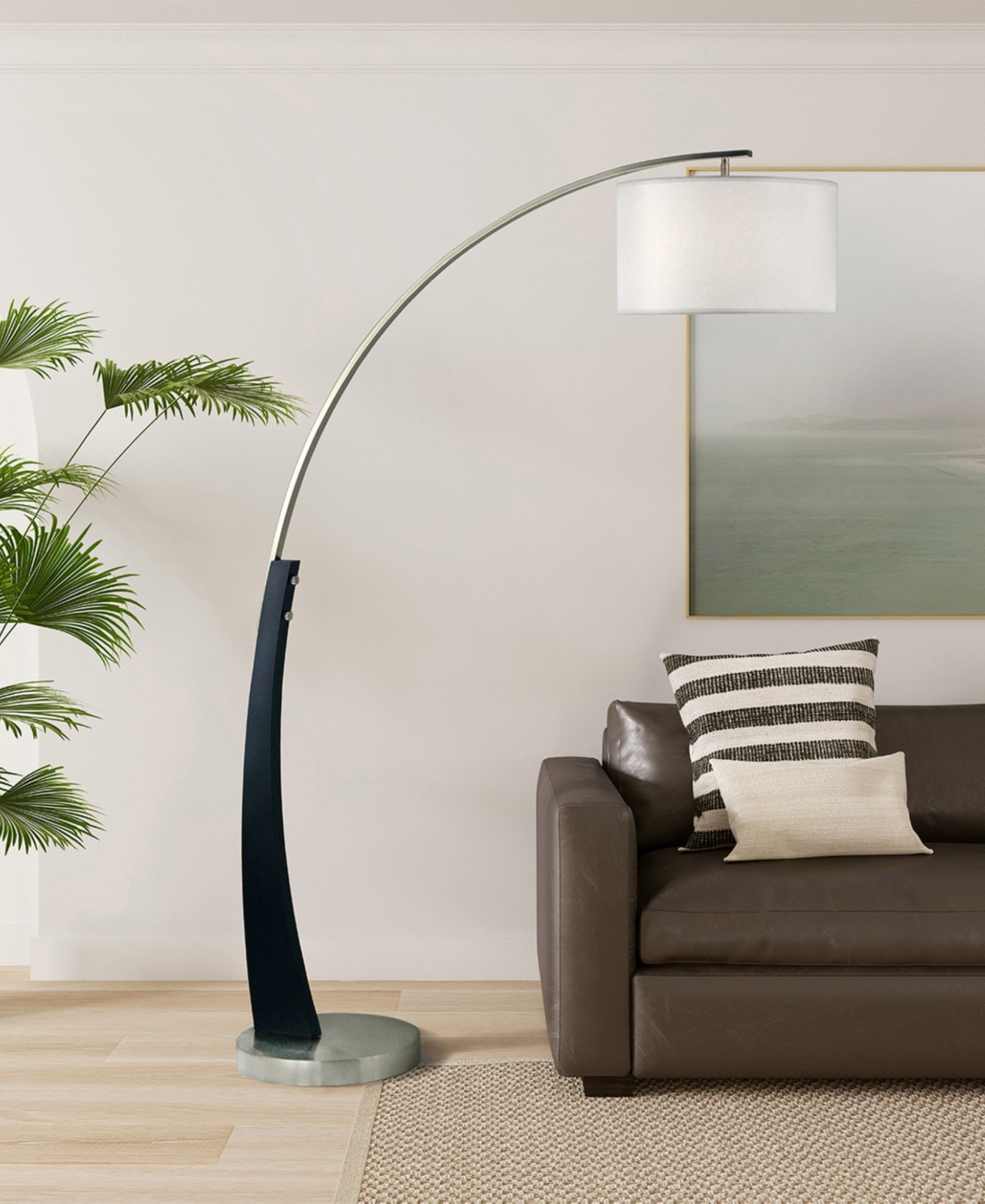 Nova Of California Plimpton 76in 1-light Arc Floor Lamp In Black