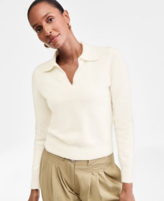Charter Club - Women's Brushed 100% Cashmere Collared Sweater