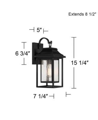 Cecile 15 1/4" High Mission Country Traditional Outdoor Wall Light Fixture Mount Porch House Exterior Outside Box Lantern Black Clear Seeded Glass Shade Front Door Patio Garage Home - John Timberland