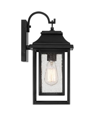 Cecile 15 1/4" High Mission Country Traditional Outdoor Wall Light Fixture Mount Porch House Exterior Outside Box Lantern Black Clear Seeded Glass Shade Front Door Patio Garage Home - John Timberland