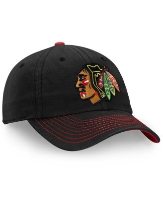 Men's Black Chicago Blackhawks Iconic II Fundamental Adjustable Hat