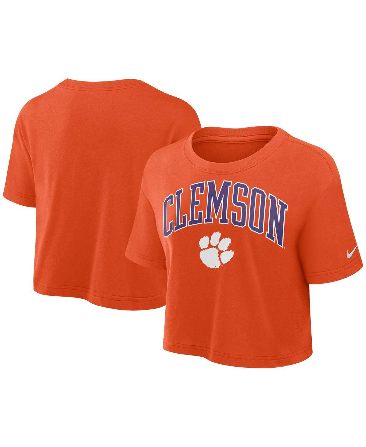Nike Clemson Athletic Prep Arch  Women's Dri-fit College Cropped T-shirt In Orange