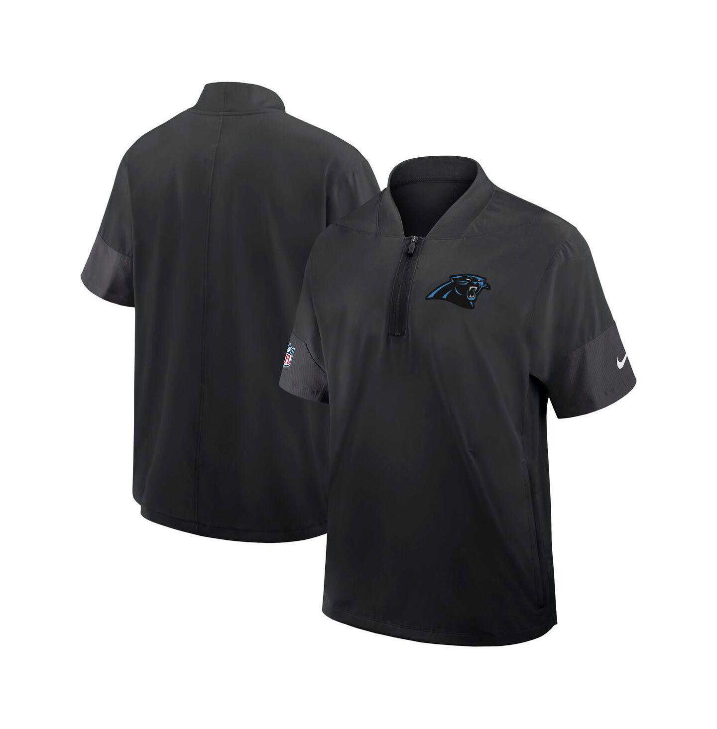 Мужская куртка Nike Black Carolina Panthers Sideline Short Sleeve Quarter-Zip Coach — фото 1