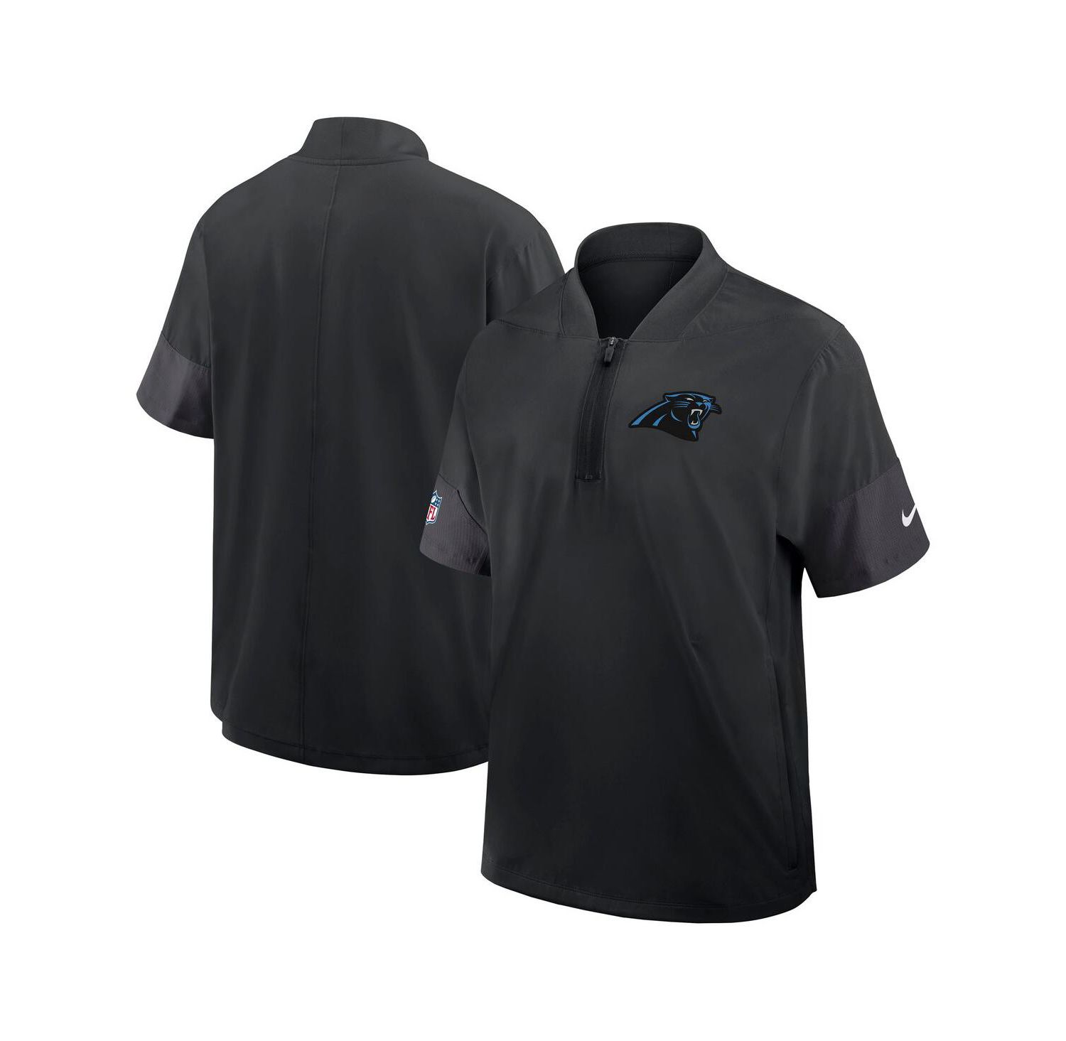 Men's Black Carolina Panthers Sideline Short Sleeve Quarter-Zip Coach Jacket