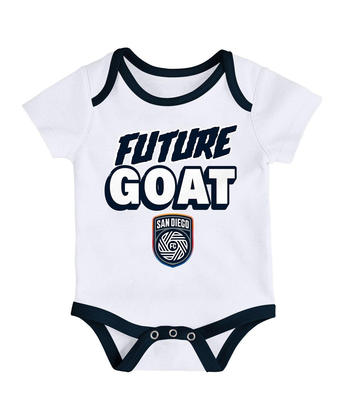 Outerstuff Newborn 3-pack Navy/heather Gray San Diego Fc Loyal Buddies Bodysuit Set