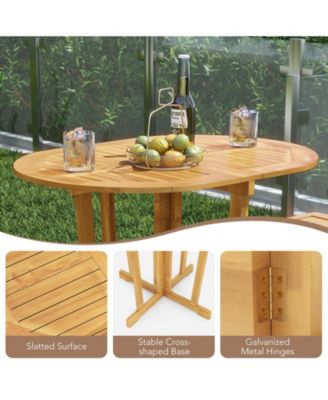 Outdoor Folding Bar Table with Oval Tabletop and Cross Base