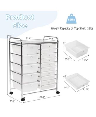 15 Drawers Rolling Storage Cart Organizer