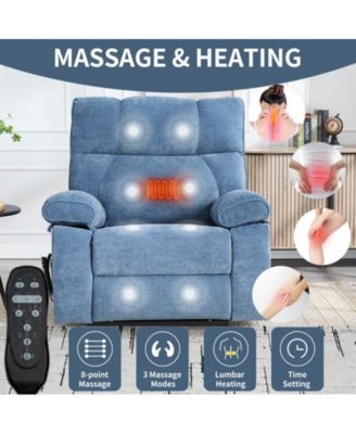 Heat Massage Dual Motor Infinite Position Up to 350 LBS Large Electric Power Lift Recliners with Hidden Cup Holders, Power-Remote