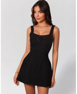 Women's Boucle Flower A-Line Mini Dress