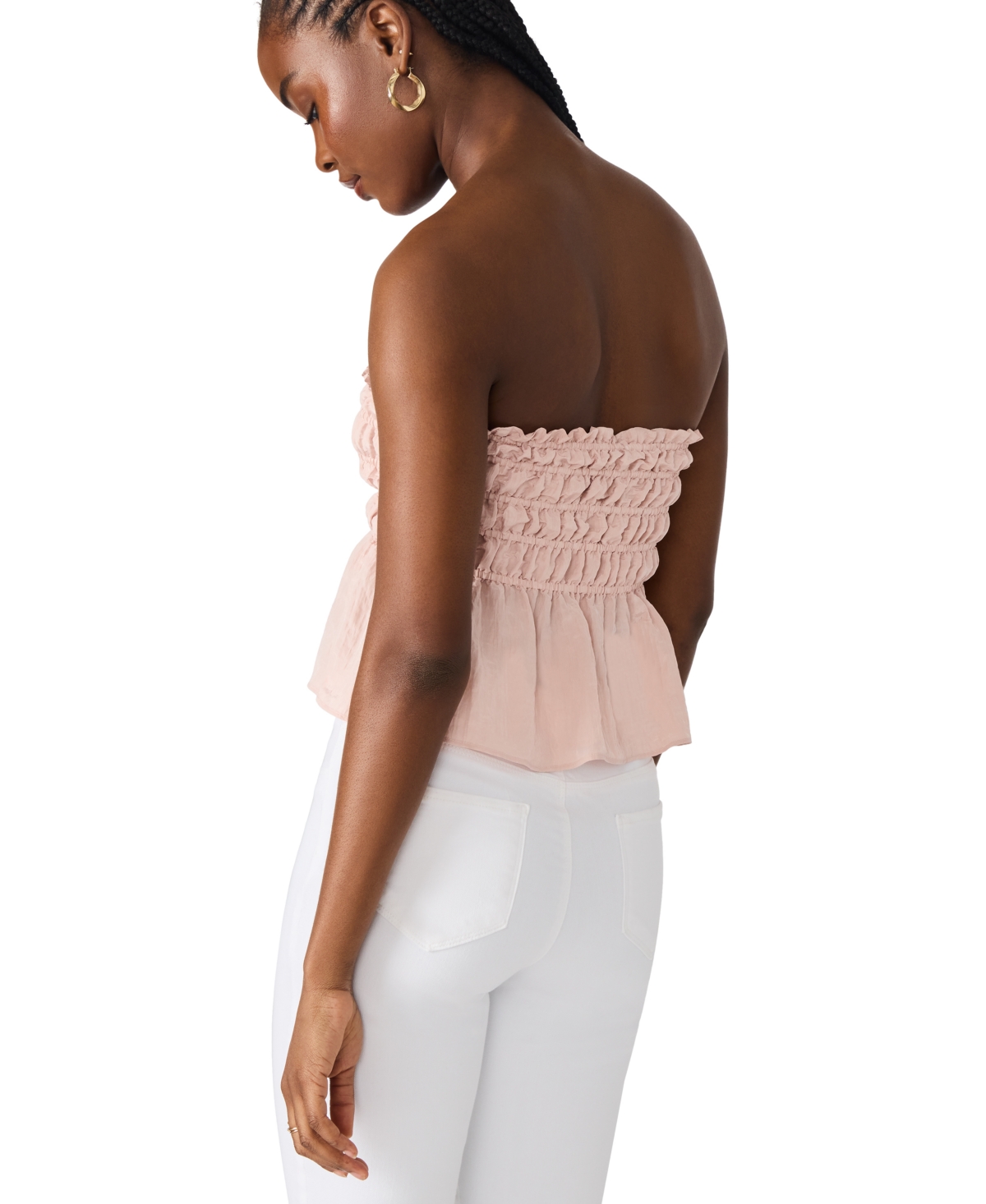 Steve Madden Cambria Strapless Smocked Peplum Top