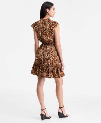 Women's Cheetah-Print Flutter-Sleeve Dress, Exclusively at Macy's