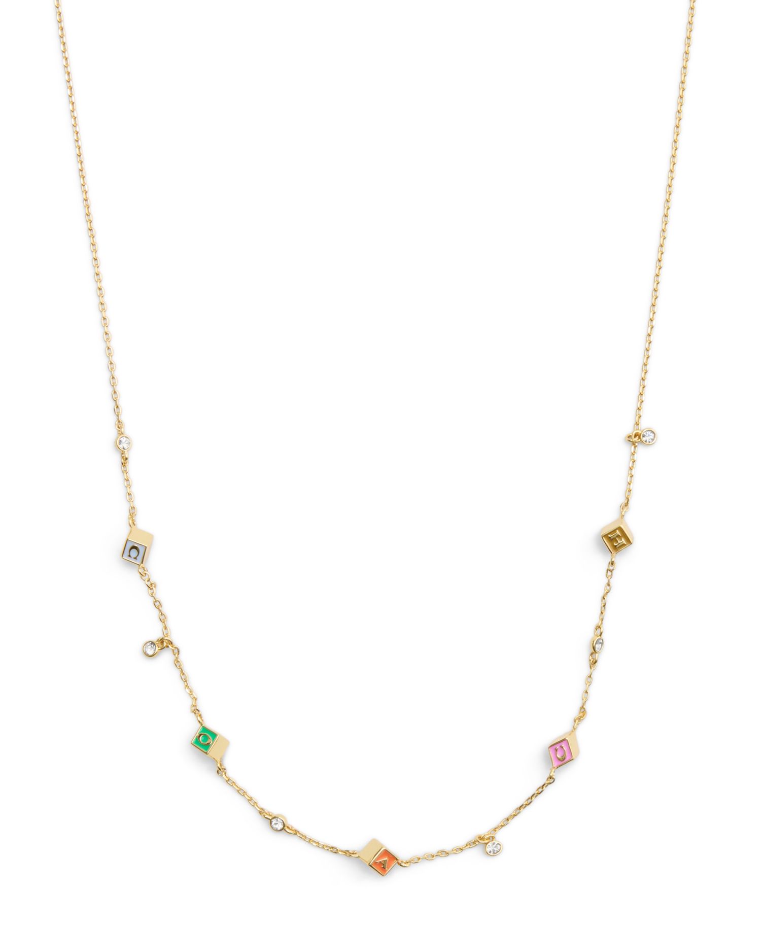 Faux Stone Signature Logo Enamel Cube Strand Necklace