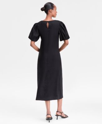 Women's Linen-Blend Puff-Sleeve Dress, Exclusively at Macy's