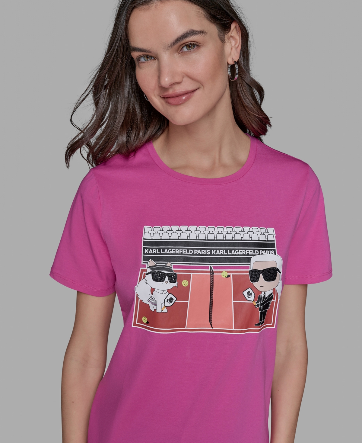 Karl Lagerfeld Petite Karl & Choupette Graphic Tee