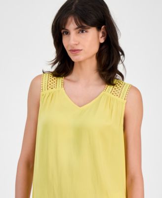 Women's V-Neck Sleeveless Lace-Shoulder Top